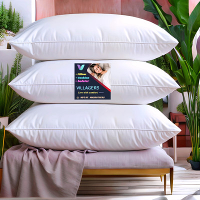 VILLAGERS Cotton Sleeping Pillow Pack of 3 Solid LUXURY(White)