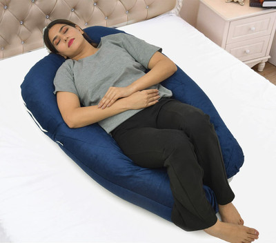 WILD MINT ultra soft u shape pregnancy pillow Microfibre, Polyester Fibre Solid Pregnancy Pillow Pack of 1(Dark Blue)
