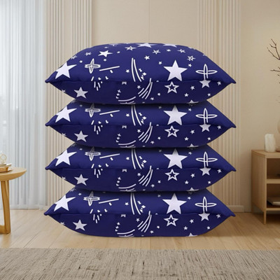 SOFT SNOOZE Luxury Microfibre Abstract Sleeping Pillow Pack of 4(Blue)