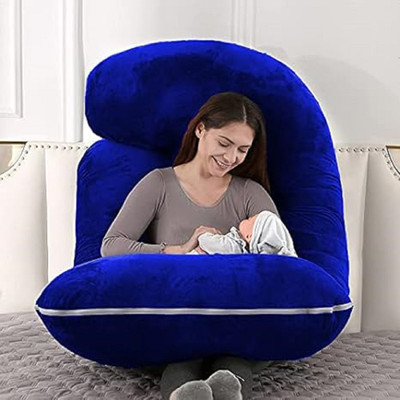 JoJo J SHAPE Microfibre Solid Pregnancy Pillow Pack of 1(ROYALBLUE)