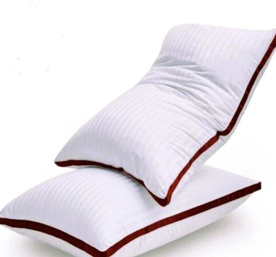 PILLOWALA Polyester Fibre Sleeping Pillow Pack of 2 Stripes(White)