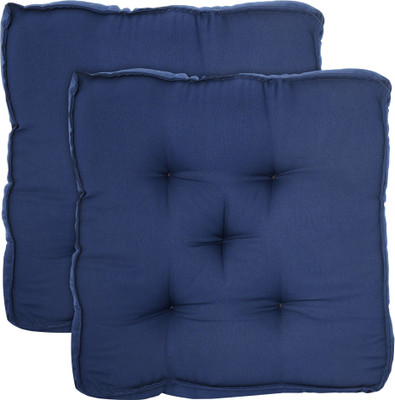 KUBER INDUSTRIES Microfibre Solid Chair Pad Pack of 2(Navy Blue)