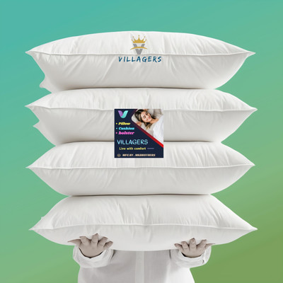 VILLAGERS Polyester Fibre Sleeping Pillow Pack of 4 Solid LUXURY(White)