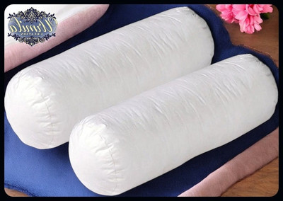 JAYOG ENTERPRISE Round Microfibre Solid Bolster Pack of 2(White)