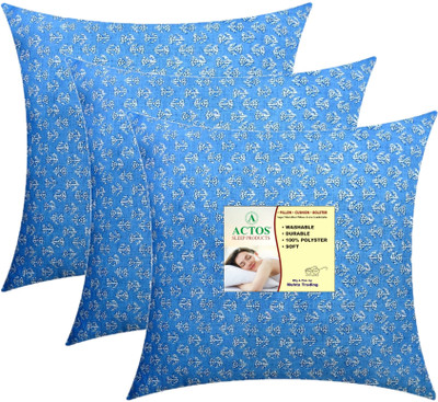 ACTOS Microfibre Floral Cushion Pack of 3(Light Blue)