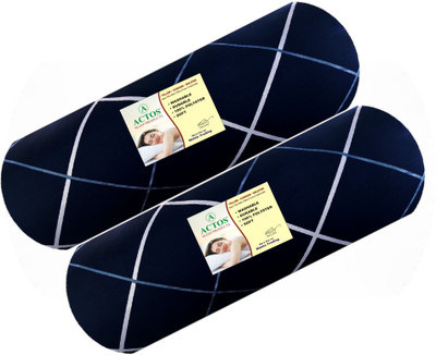 ACTOS Microfibre Geometric Bolster Pack of 2(Dark Blue)