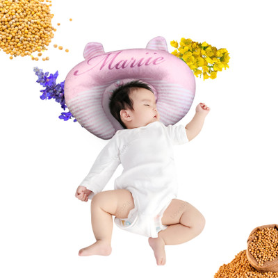 tag24 Mustard Seeds Baby Pillow Pack of 1 Solid Infant Head Shaping Neck Support 0-18 M Kids |Rai Pillow for Sleep Bed Set(Pink)