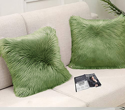 Catchyx Cart Microfibre Solid Cushion Pack of 2(Olive Green)