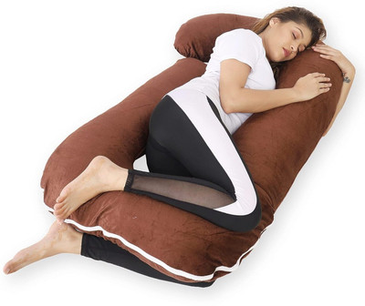 Mojo PILLOW Microfibre Solid Pregnancy Pillow Pack of 1(Brown)