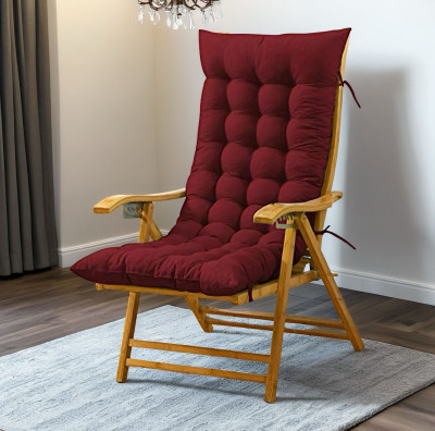 SOFT SNOOZE Microfibre Chair Pad Pack of 1 Solid Soft Luxury(Maroon)