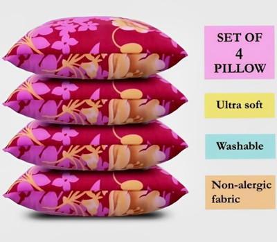 vraanc Luxury Polyester Fibre Abstract Sleeping Pillow Pack of 4(Pink)