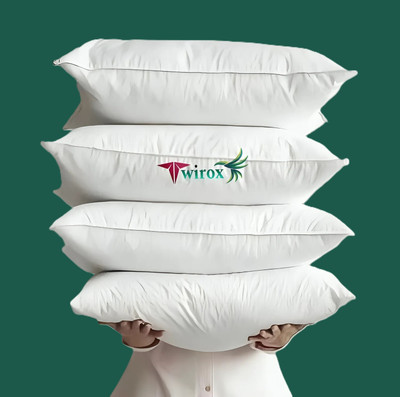 TWIROX ULTRA SOFT LUXURY Cotton Solid Sleeping Pillow Pack of 4(White)