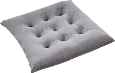Hundur Store Microfibre Solid Chair Pad Pack of 1(Silver)