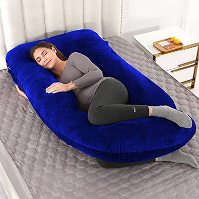 BATTOP G SHAPE Polyester Fibre Solid Pregnancy Pillow Pack of 1(ROYALBLUE)