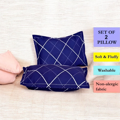 Cozy Palace Microfibre Solid Sleeping Pillow Pack of 2(Blue)