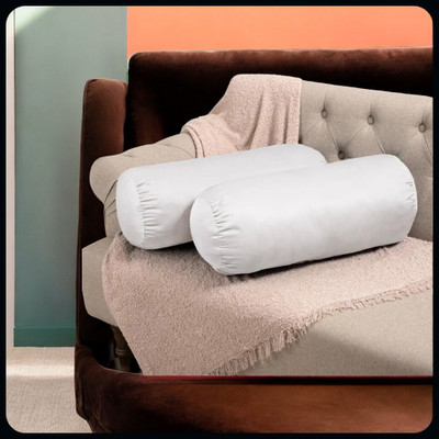 Urmila Creation Polyester Fibre Bolster Pack of 2 Solid(White)