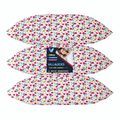 VILLAGERS LUXURY Polyester Fibre Abstract Sleeping Pillow Pack of 3(Multicolor)