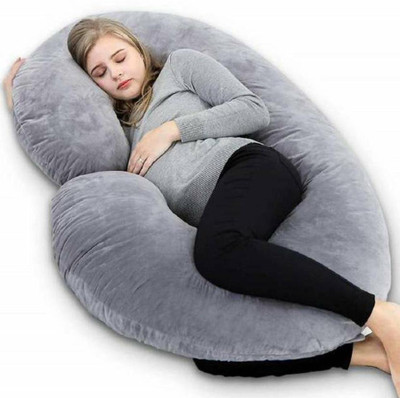 Nirmal Polyester Fibre Solid Pregnancy Pillow Pack of 1(Grey)