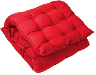 RAMESHTH Cotton Solid Chair Pad Pack of 1(Red)