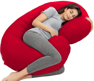 THUKRAN C Shape Polyester Fibre Solid Pregnancy Pillow Pack of 1(Red)