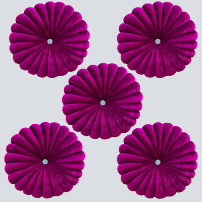 Shri Ganesh Handloom Microfibre Solid Cushion Pack of 5(Wine)