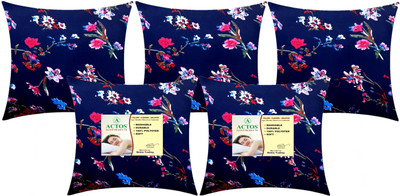ACTOS Microfibre Floral Cushion Pack of 5(Blue)