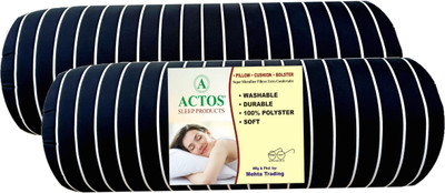 ACTOS Microfibre Bolster Pack of 2 Stripes Round(Black38)