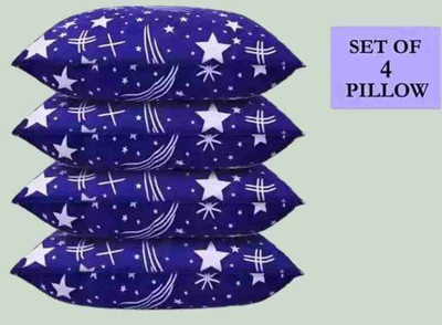 fulffystyl Microfibre Sleeping Pillow Pack of 4 Solid luxury(Blue)