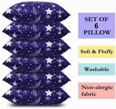 ERANC Polyester Fibre Abstract Sleeping Pillow Pack of 6(Blue)