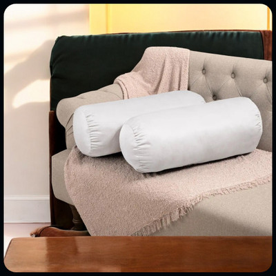 Urmila Creation Polyester Fibre Solid Bolster Pack of 2(White)