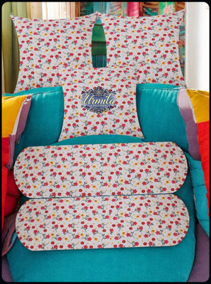 Urmila Creation Microfibre Bolster Pack of 5 Floral 2 Bolster 3 Cushion(Multicolor)