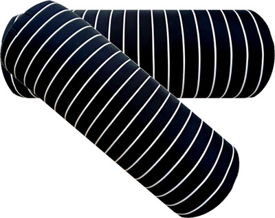 GKM Microfibre Stripes Bolster Pack of 2(Black)