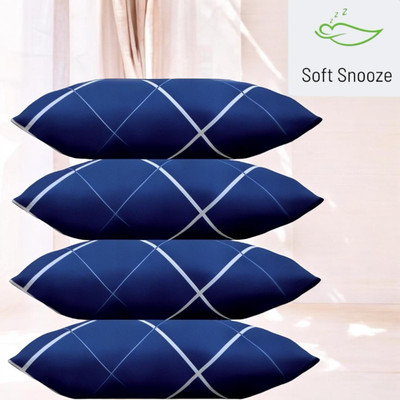 SOFT SNOOZE Soft Luxury Microfibre Abstract Sleeping Pillow Pack of 4(Blue)