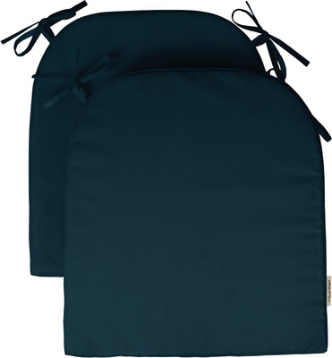Vargottam Polyester Fibre Solid Chair Pad Pack of 2(Teal Blue)