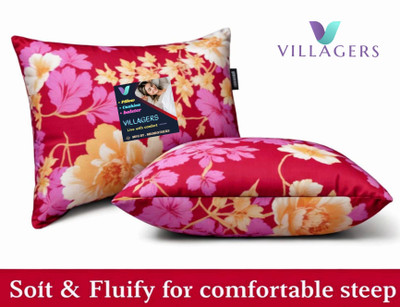Tecsun LUXURY Polyester Fibre Abstract Sleeping Pillow Pack of 2(Pink)