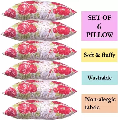 ERANC Microfibre Abstract Sleeping Pillow Pack of 6(Orange)