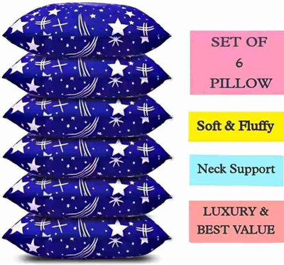 fulffystyl Microfibre Sleeping Pillow Pack of 6 Solid luxury(Blue)