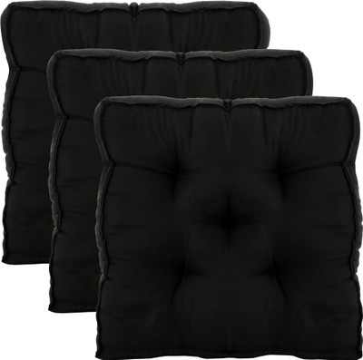 KUBER INDUSTRIES Microfibre Solid Chair Pad Pack of 3(Black)