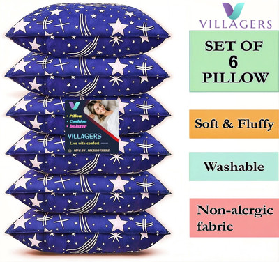NKSNIMYSTORE LUXURY Microfibre Abstract Sleeping Pillow Pack of 6(Blue)