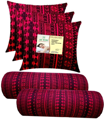 ACTOS Microfibre Geometric Bolster Pack of 5(Maroon2)