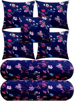 Changers Microfibre Floral Bolster Pack of 7(Blue)