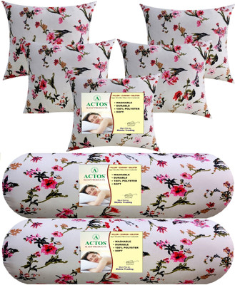ACTOS Microfibre Bolster Pack of 7 Floral(White)