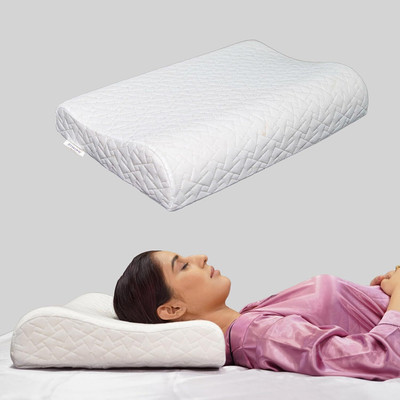 RINIPO Memory Foam Solid Orthopaedic Pillow Pack of 1(White)