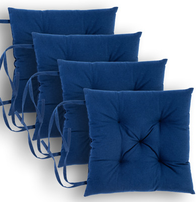 ESSAN FABRIX Premium Polyester Fibre Solid Chair Pad Pack of 4(Dark Blue)