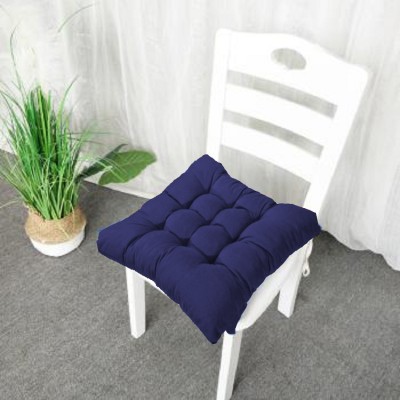 Mom's Moon Polyester Fibre Solid Chair Pad Pack of 2(Dark Blue)