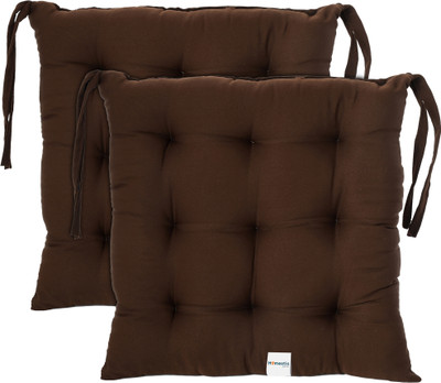 HOMESTIC by Kuber Industries Microfibre Solid Chair Pad Pack of 2(Brown)