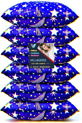 VILLAGERS LUXURY Microfibre Abstract Sleeping Pillow Pack of 6(Blue)