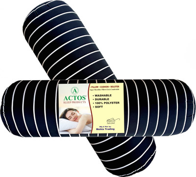 ACTOS Round Microfibre Stripes Bolster Pack of 2(Black39)