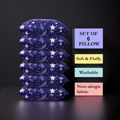 kuihome Microfibre Sleeping Pillow Pack of 6 Floral luxury(Blue)