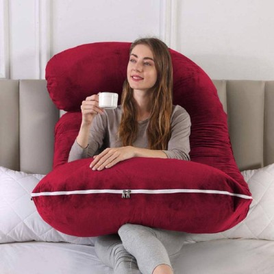 Ajay Trader J shape pregnancy pillow Polyester Fibre Solid Pregnancy Pillow Pack of 1(Maroon)